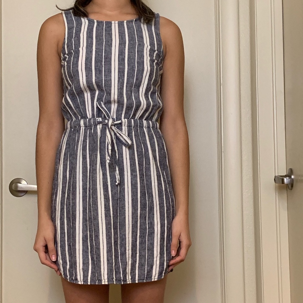 Blue and white dress